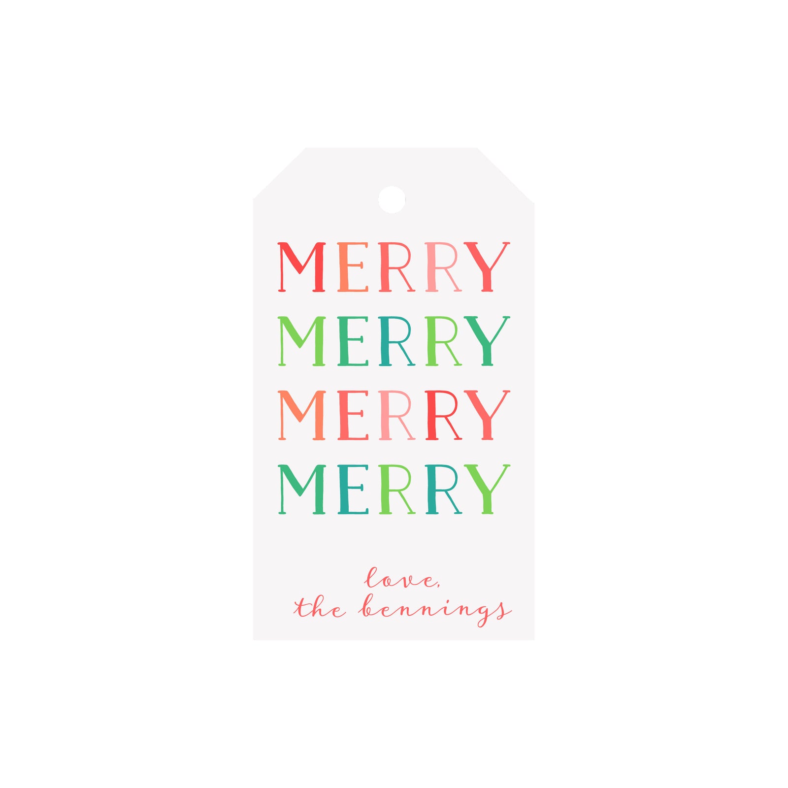 Merry Merry Colorblock Personalized Angled/Drilled Gift Tags