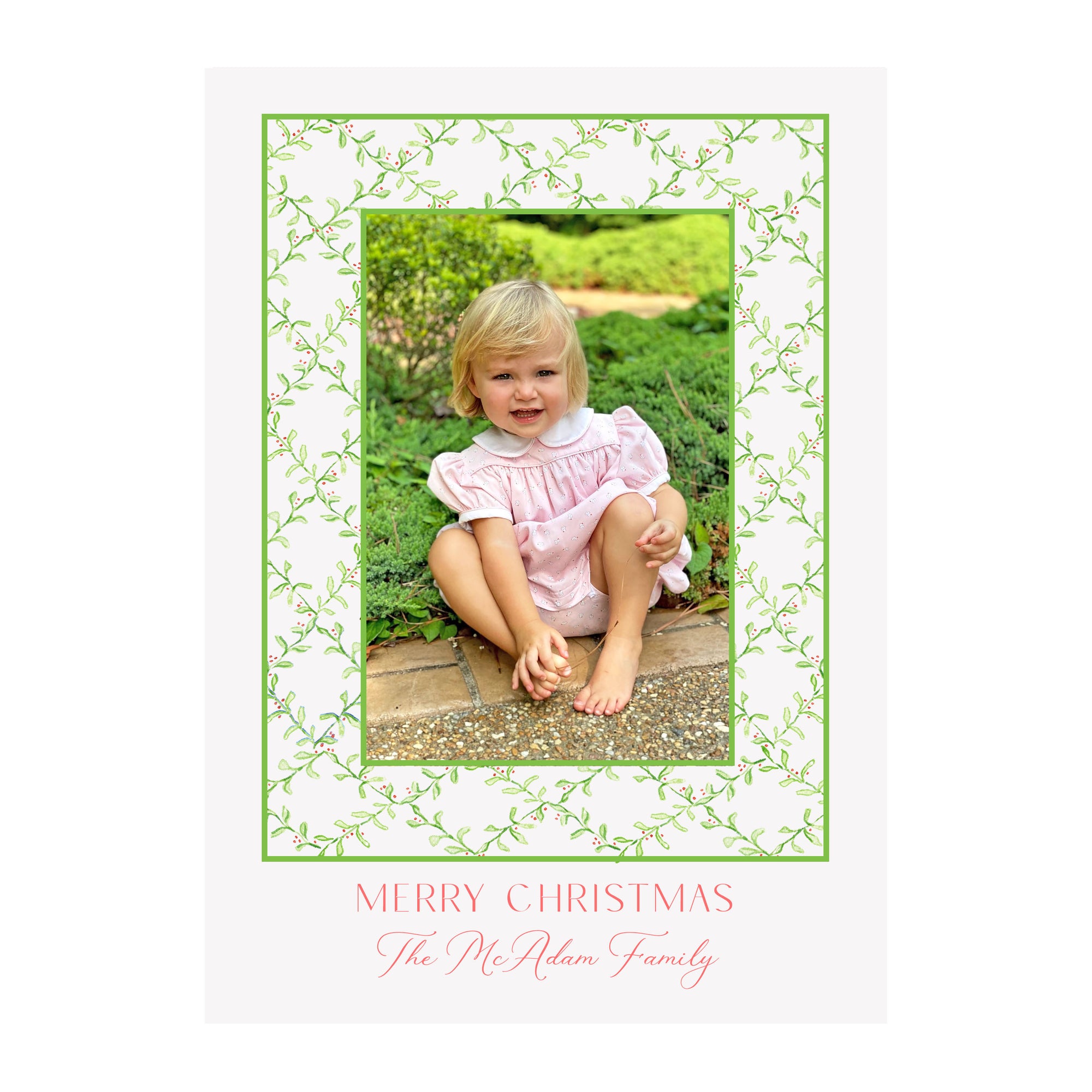 Mistletoe Vine Holiday Photo Cards- Green