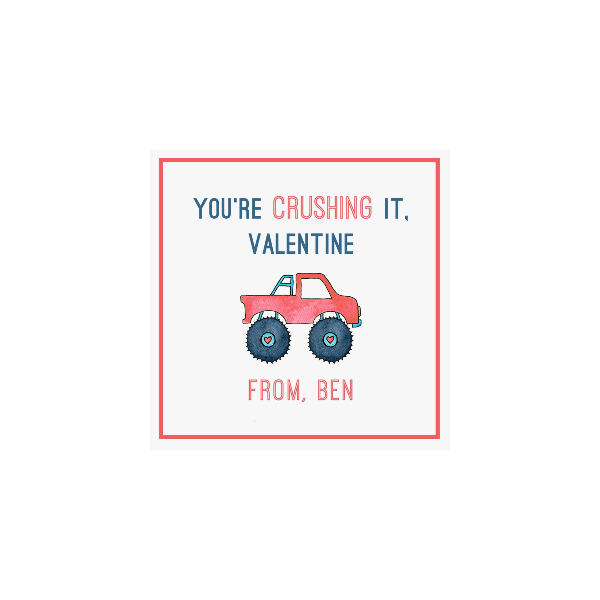 Monster Truck Valentine Gift Tags & Stickers