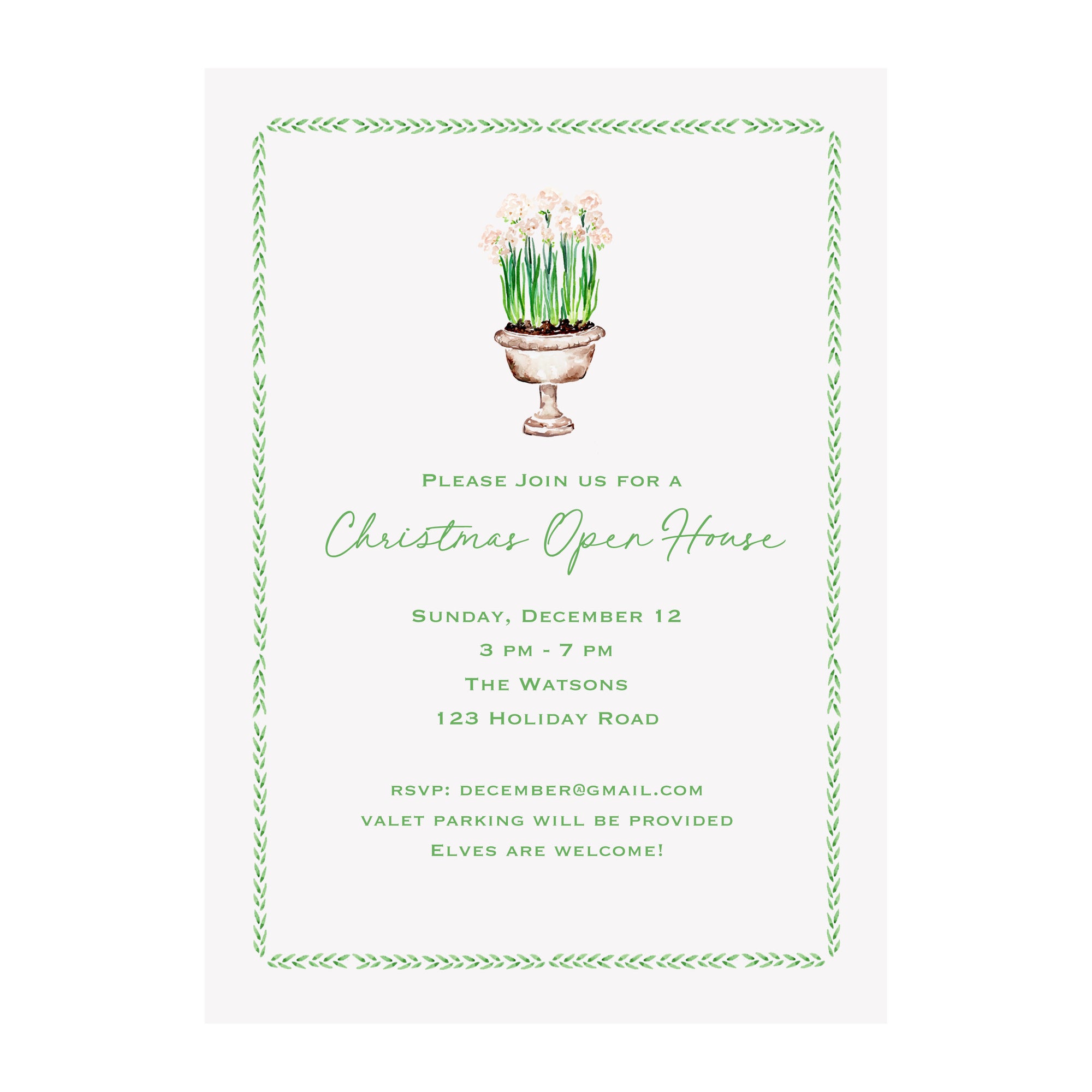 Paperwhites Planter Holiday Party Invitation