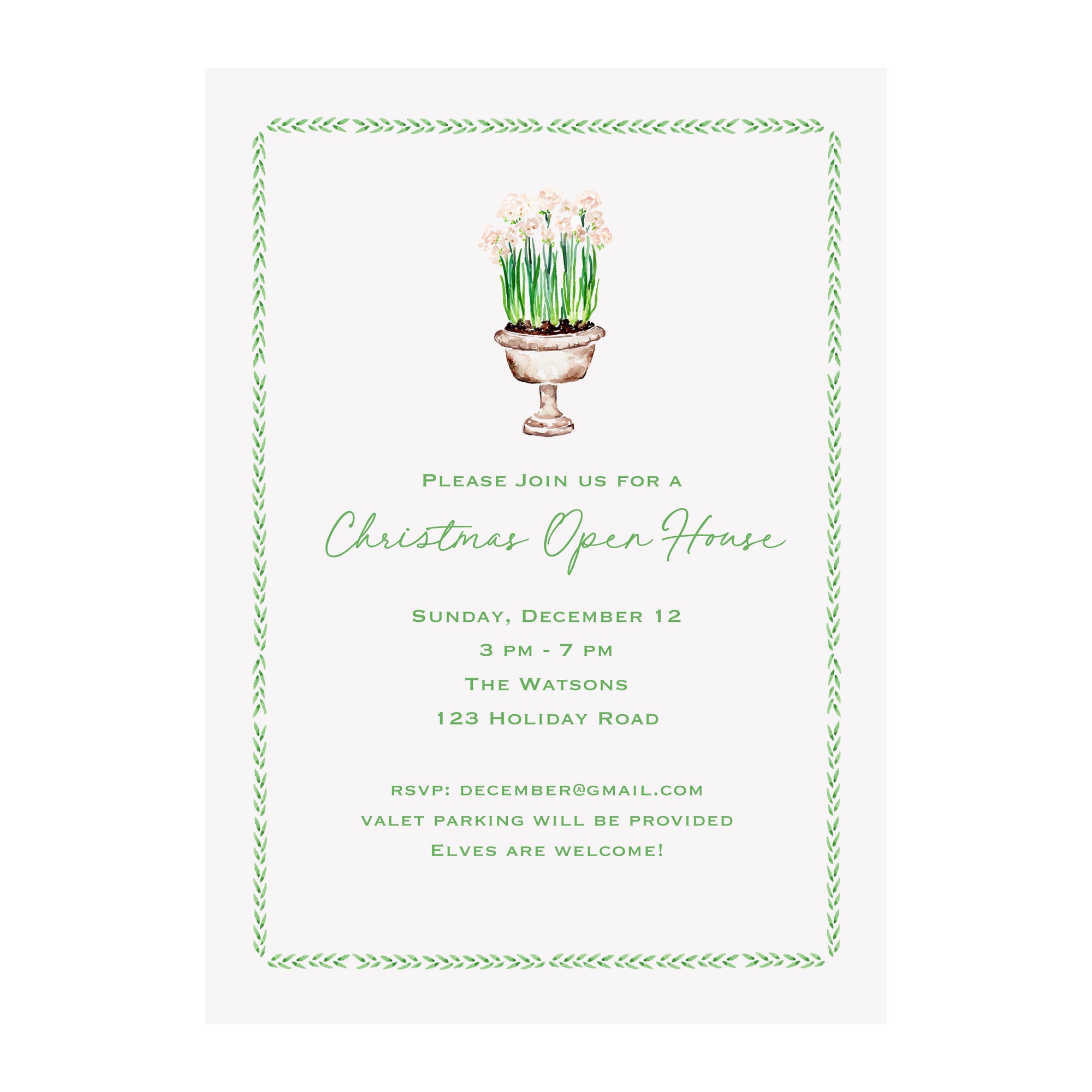 Paperwhites Planter Holiday Party Invitation