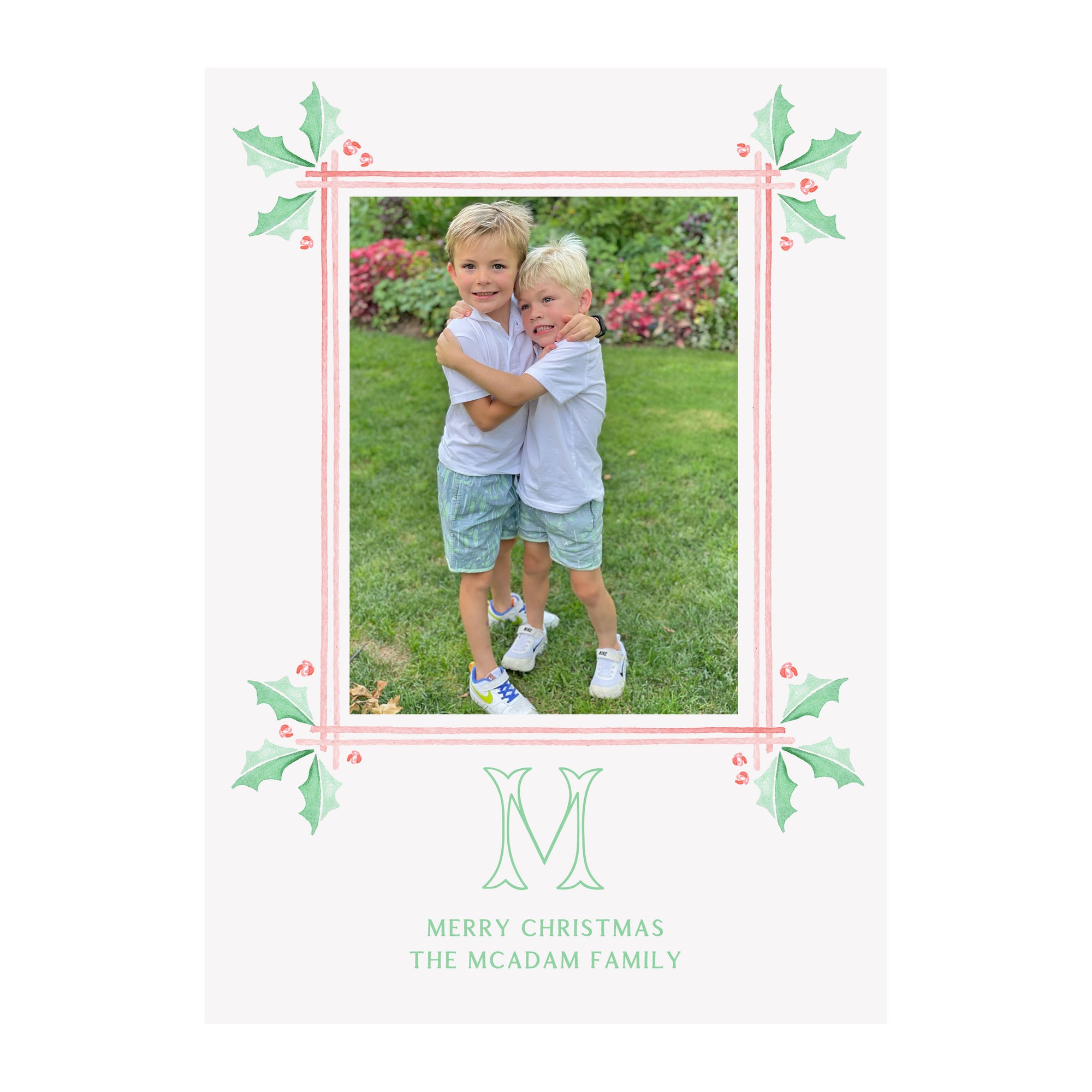Pastel Holly Holiday Photo Cards