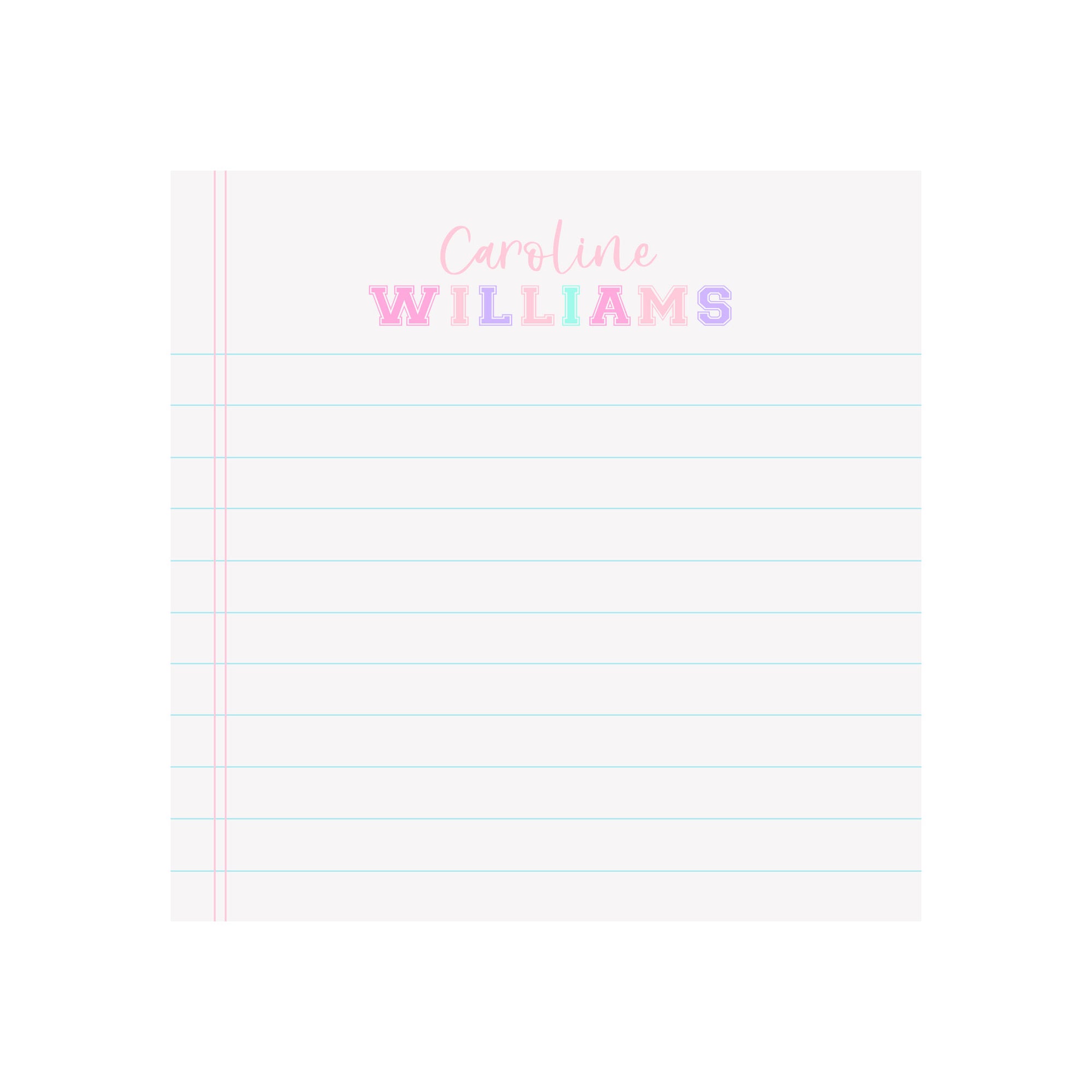 Tropical Varsity Name Notepad- Personalized