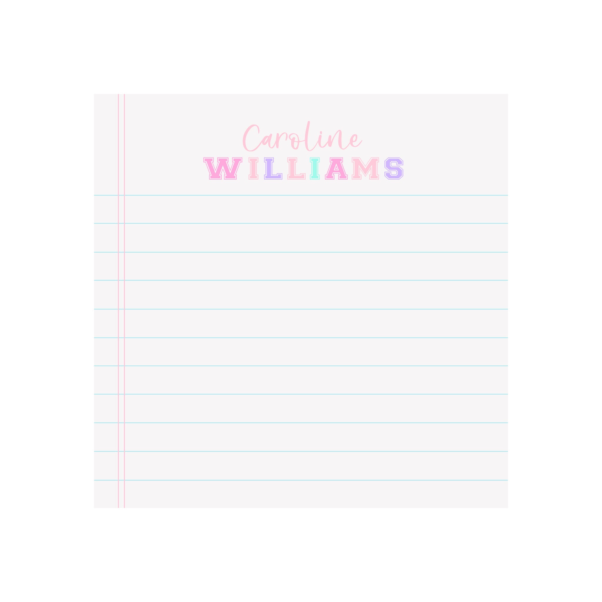 Tropical Varsity Name Notepad- Personalized - Brake Ink Stationery