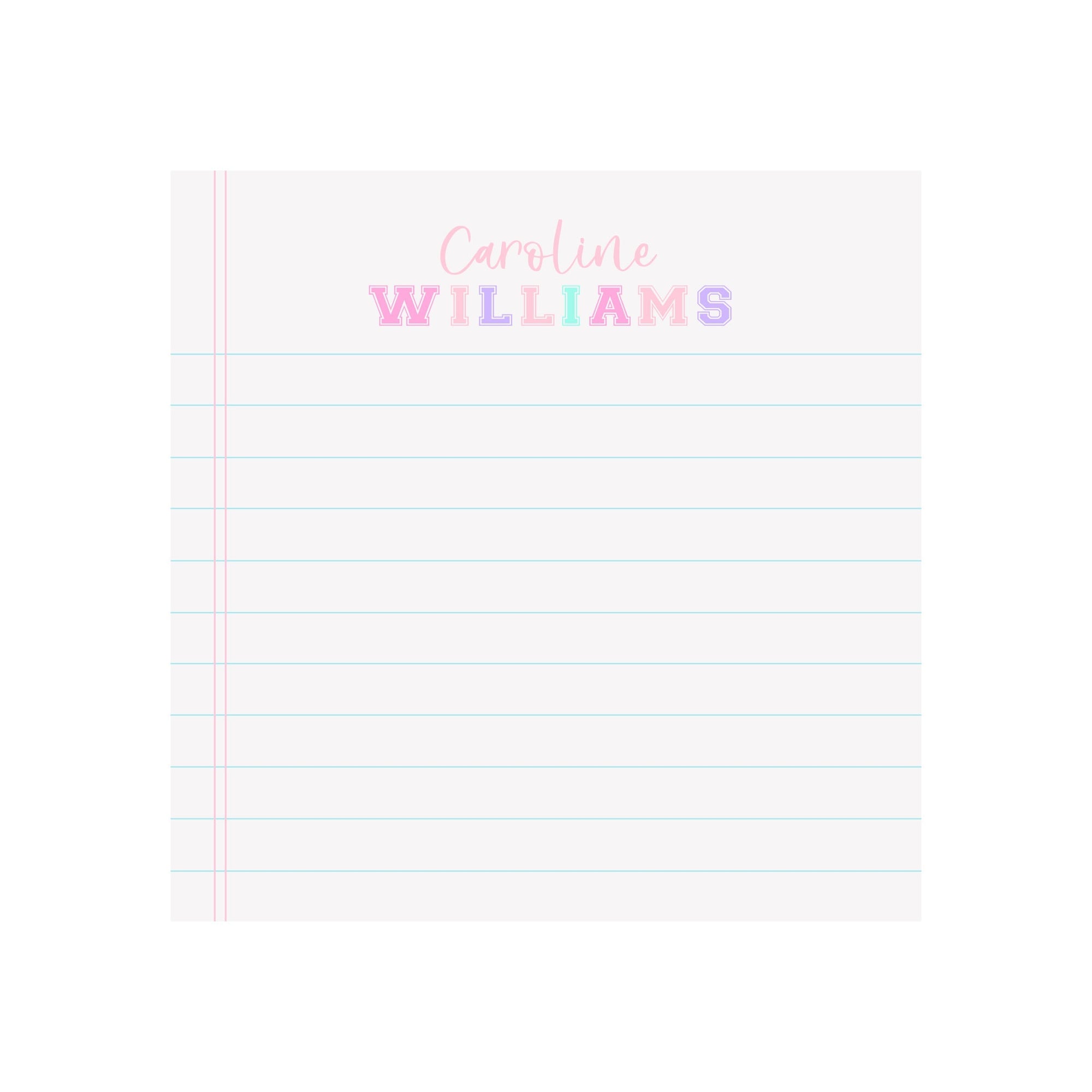 Primary Varsity Name Notepad- Personalized