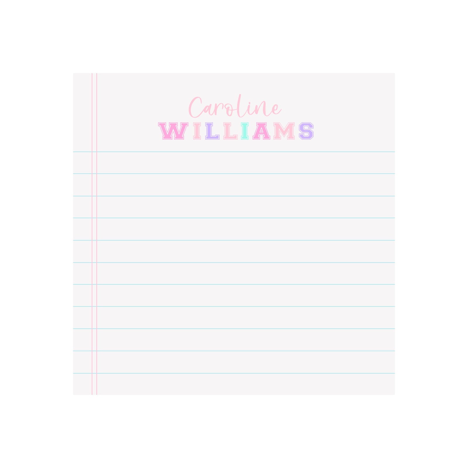 Pastel Varsity Name Notepad- Personalized