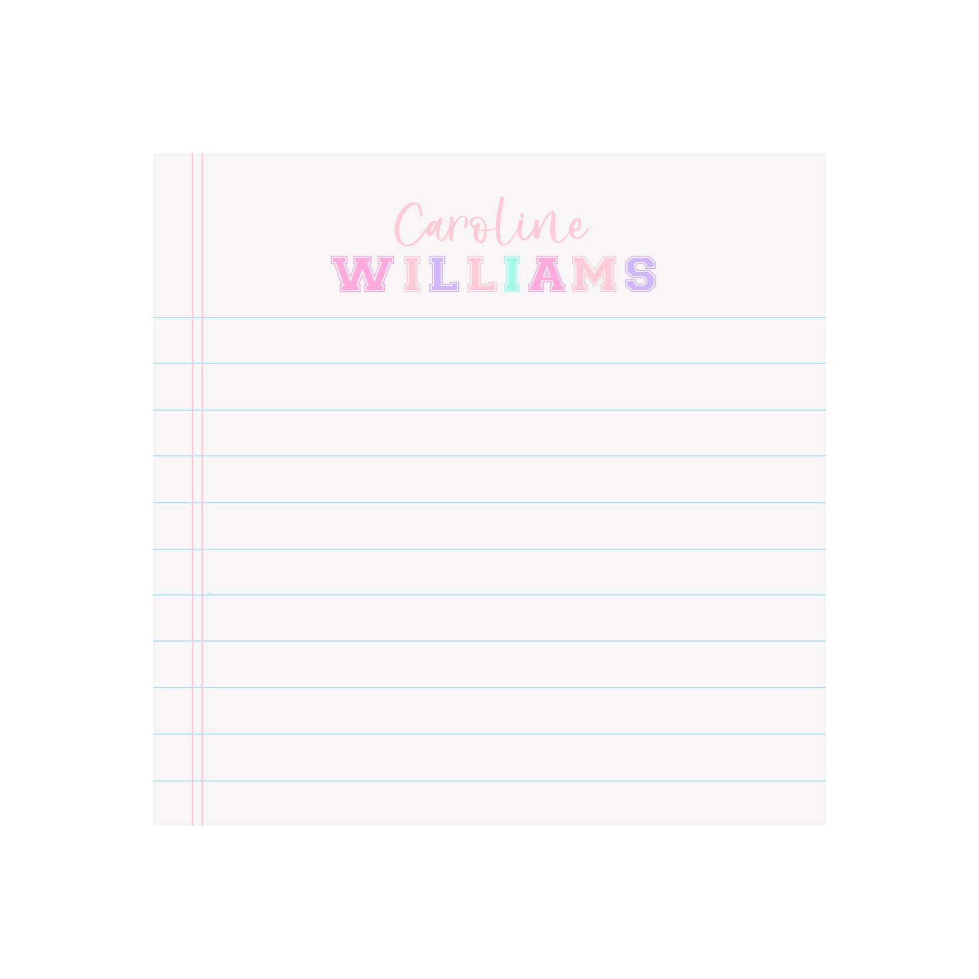 Pastel Varsity Name Notepad- Personalized