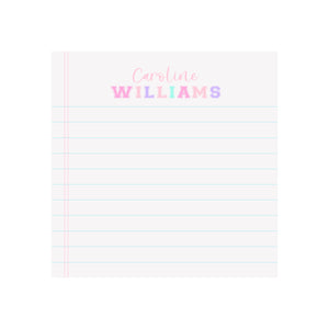 Pastel Varsity Name Notepad- Personalized