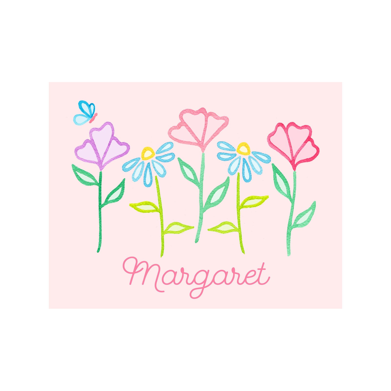 Pastel Garden Personalized Stationery- Foldover