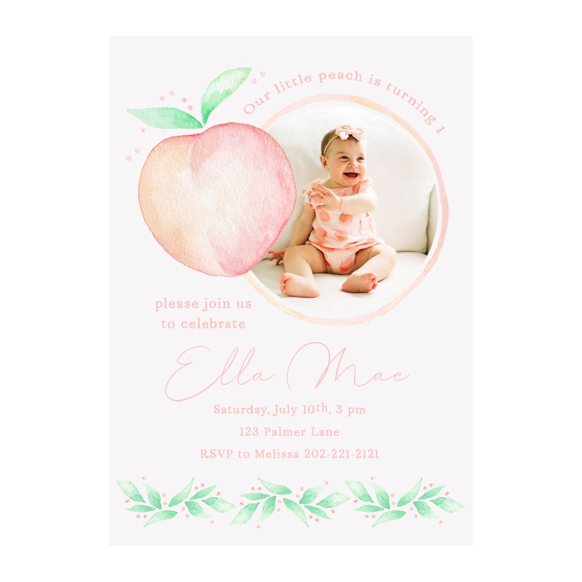 Sweet as a Peach Party Invitation