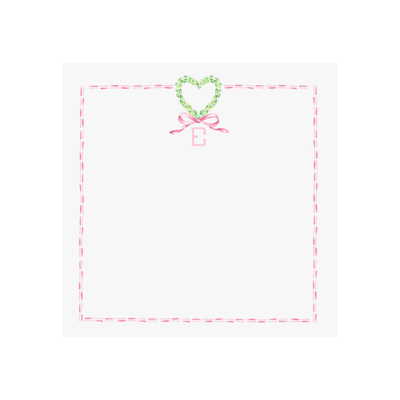 Boxwood Heart Garland Valentine's Notepad- Personalized