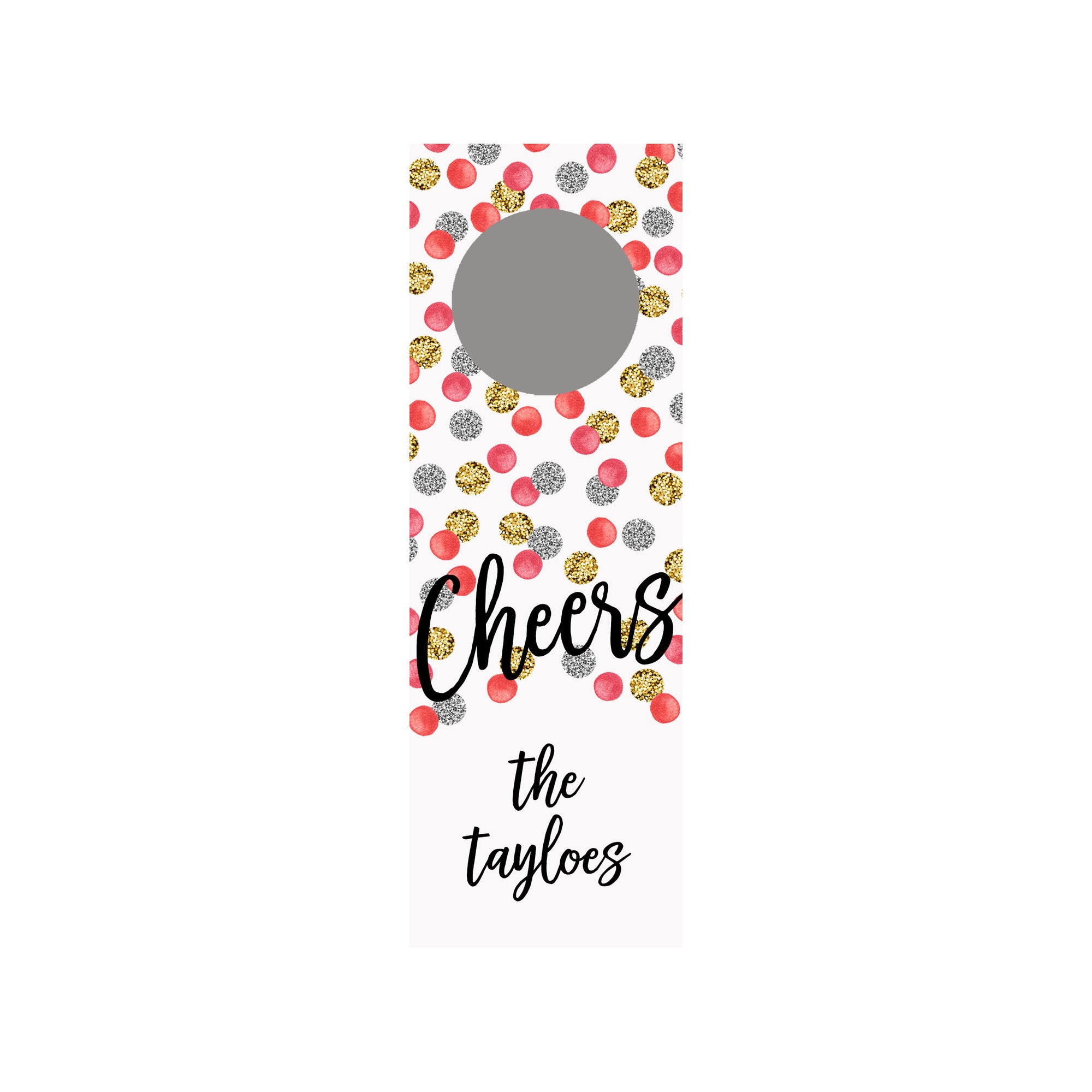 Glitter Dots Personalized Wine Tag