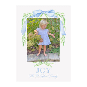 Pine Garland Holiday Photo Cards- Blue