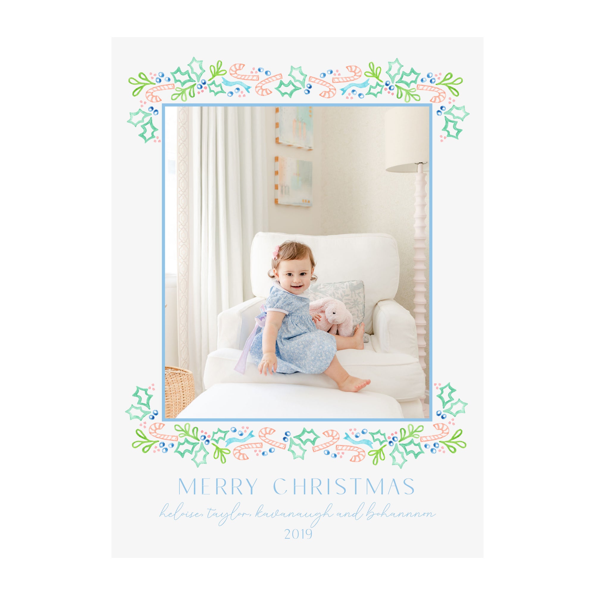 Pink Candy Canes Holiday Photo Cards
