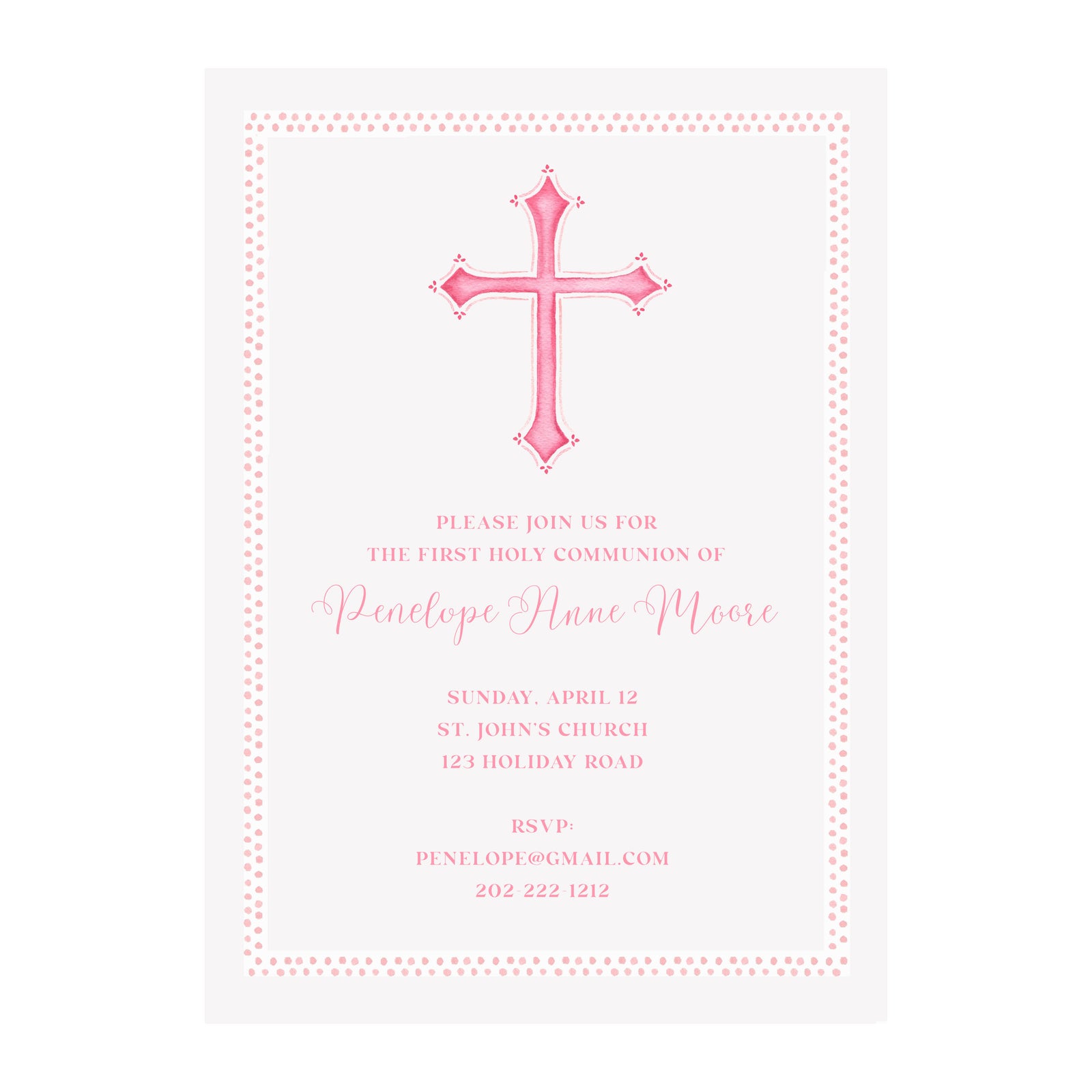 Pink Cross Holiday & Special Occasion Invitation