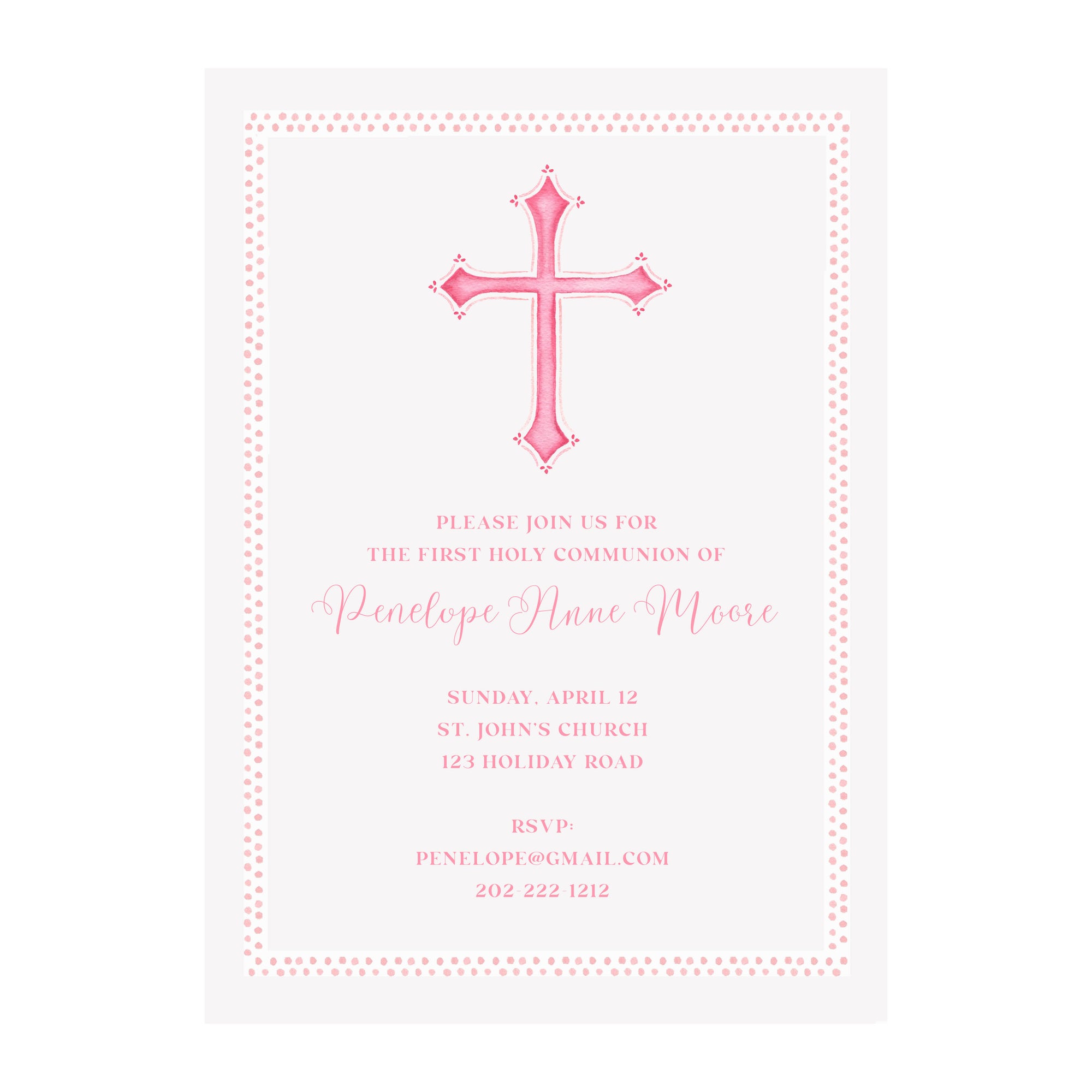 Pink Cross Holiday & Special Occasion Invitation