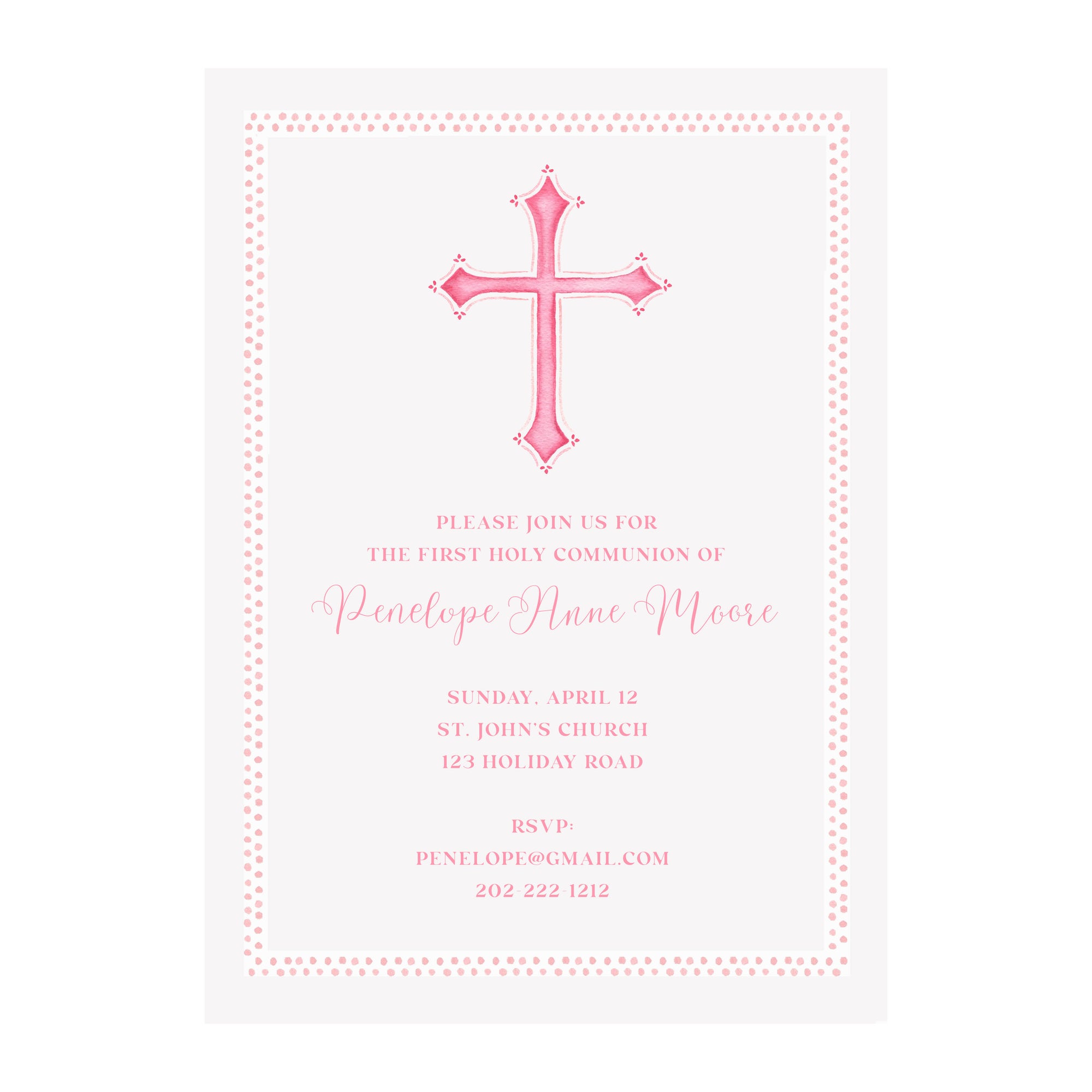 Pink Cross Holiday & Special Occasion Invitation