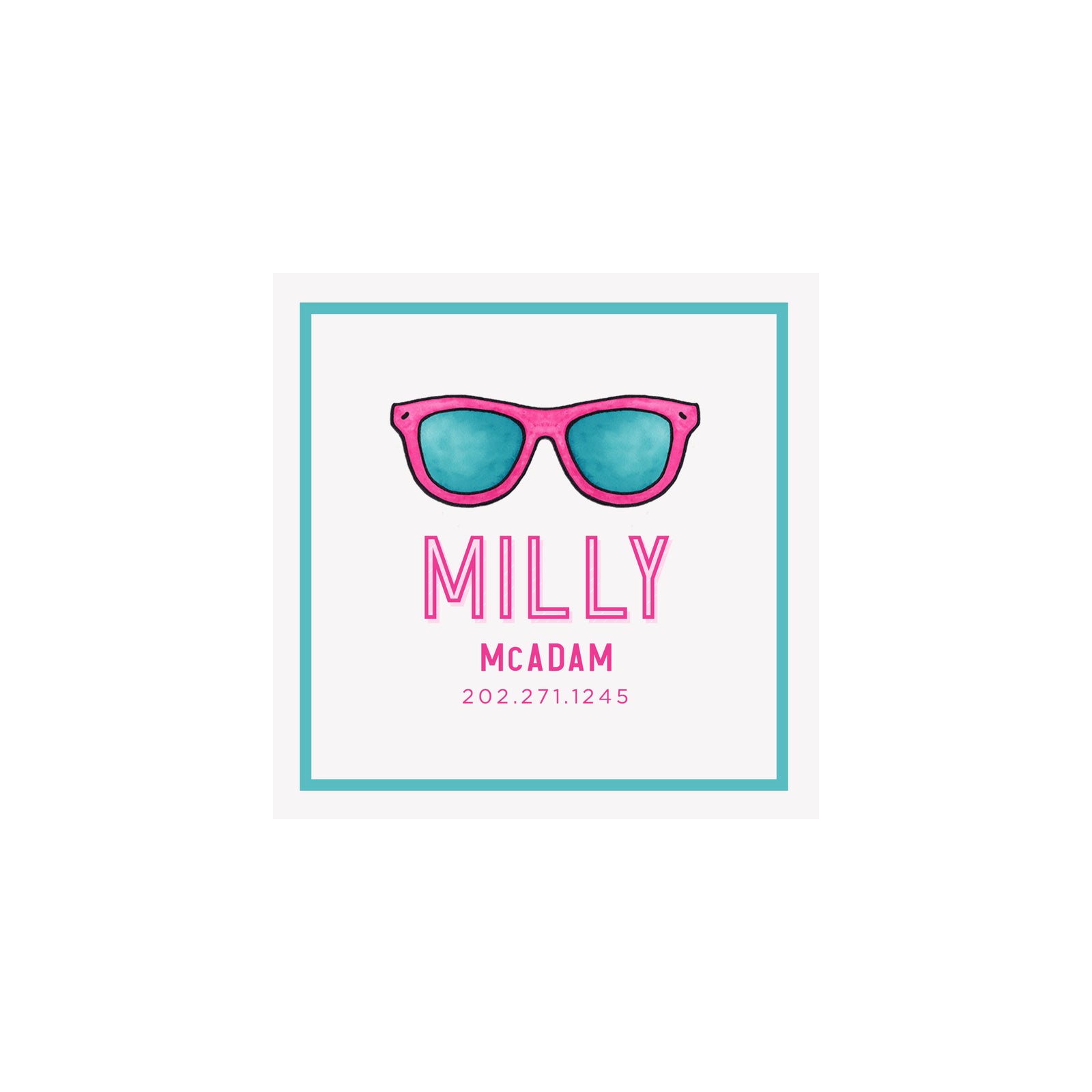 Sunglasses Bag Tags- Pink/Teal