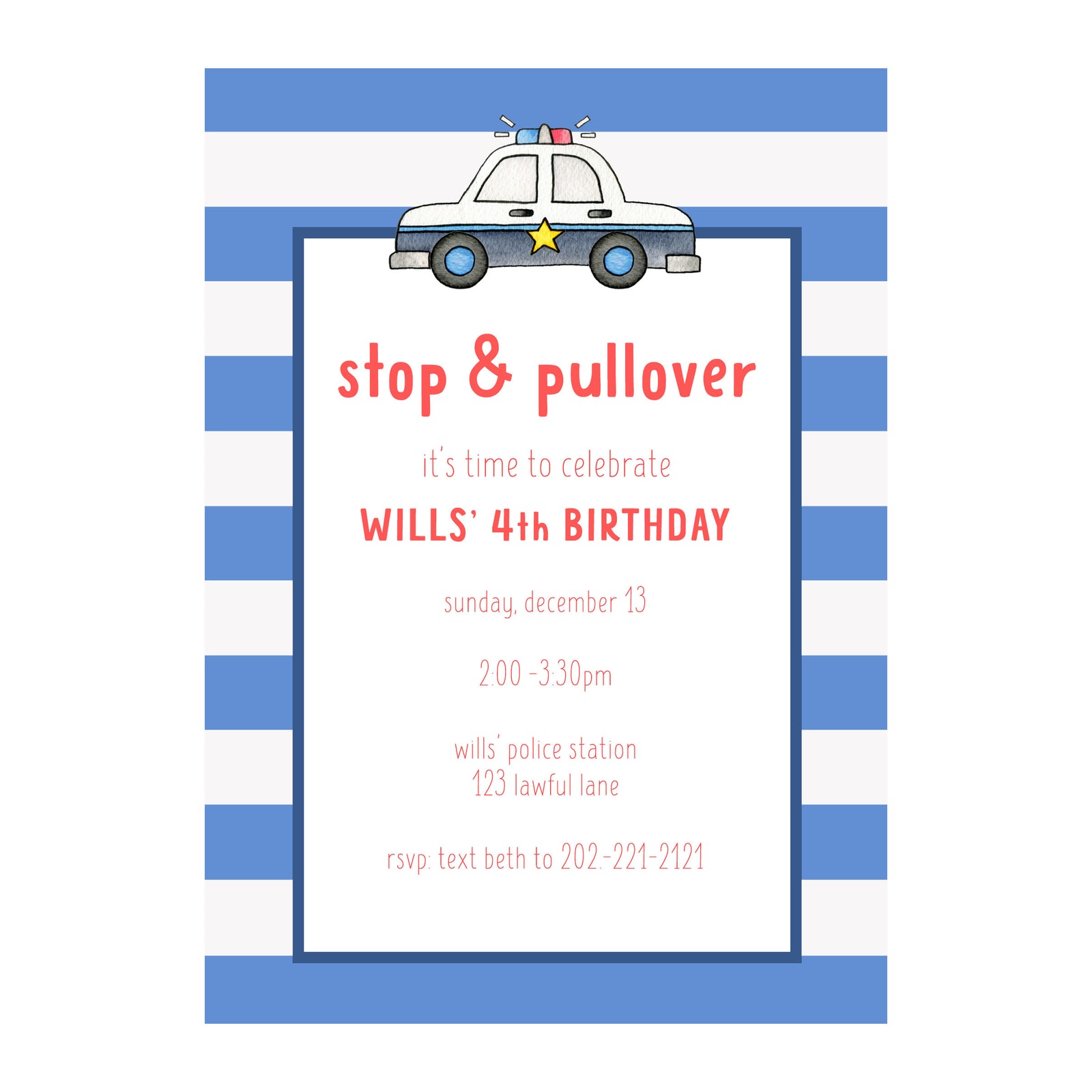Police Car Party Invitation