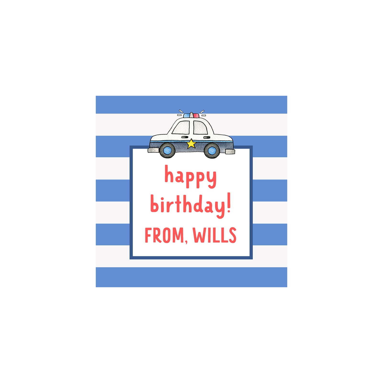 Police Car Gift Tags & Stickers