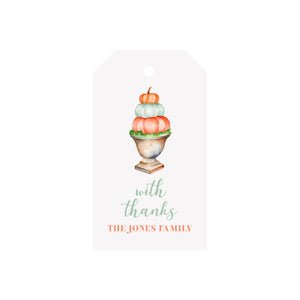 Pumpkin Topiary Personalized Angled/Drilled Gift Tags