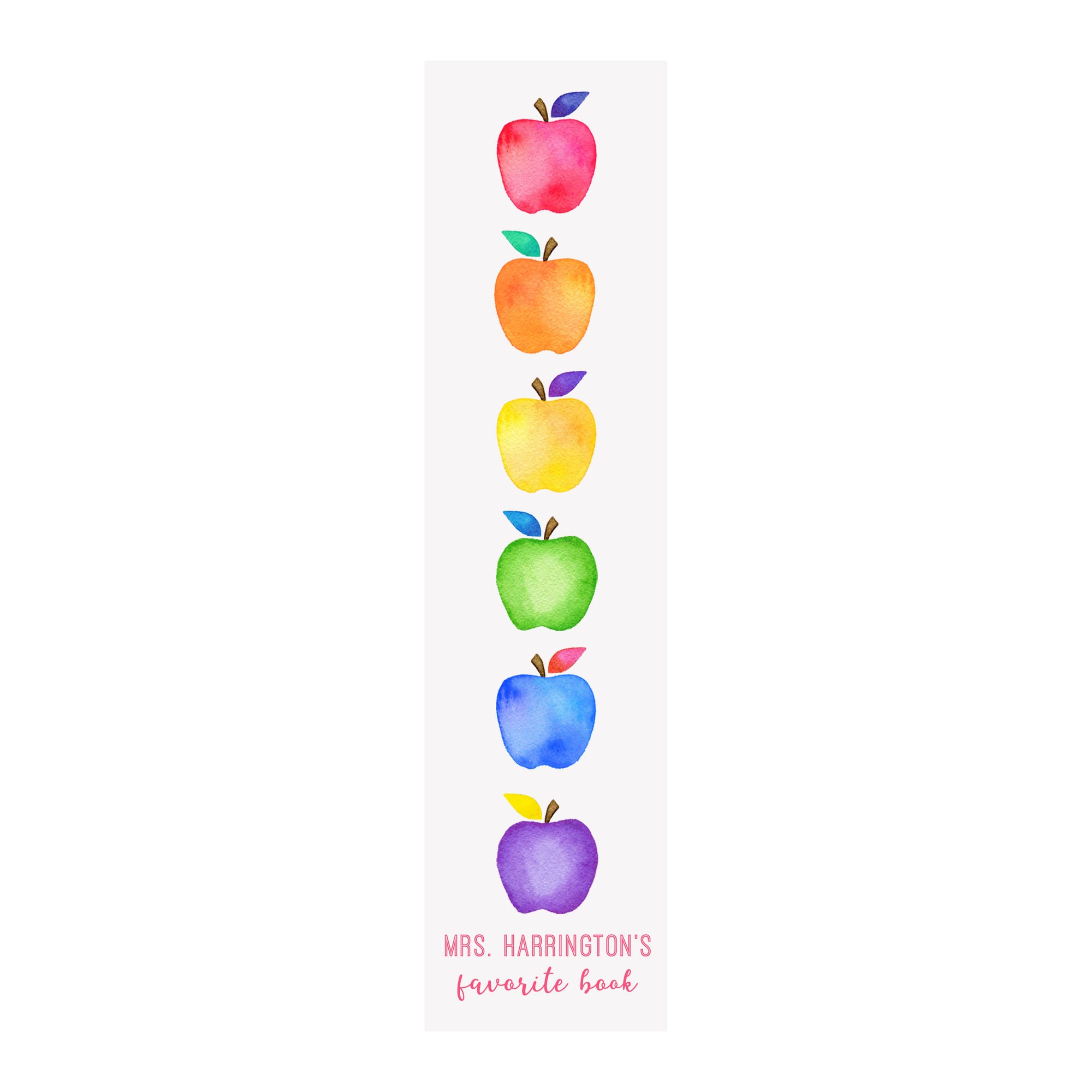 Rainbow Apples Personalized Bookmark- Laminated with Ribbon