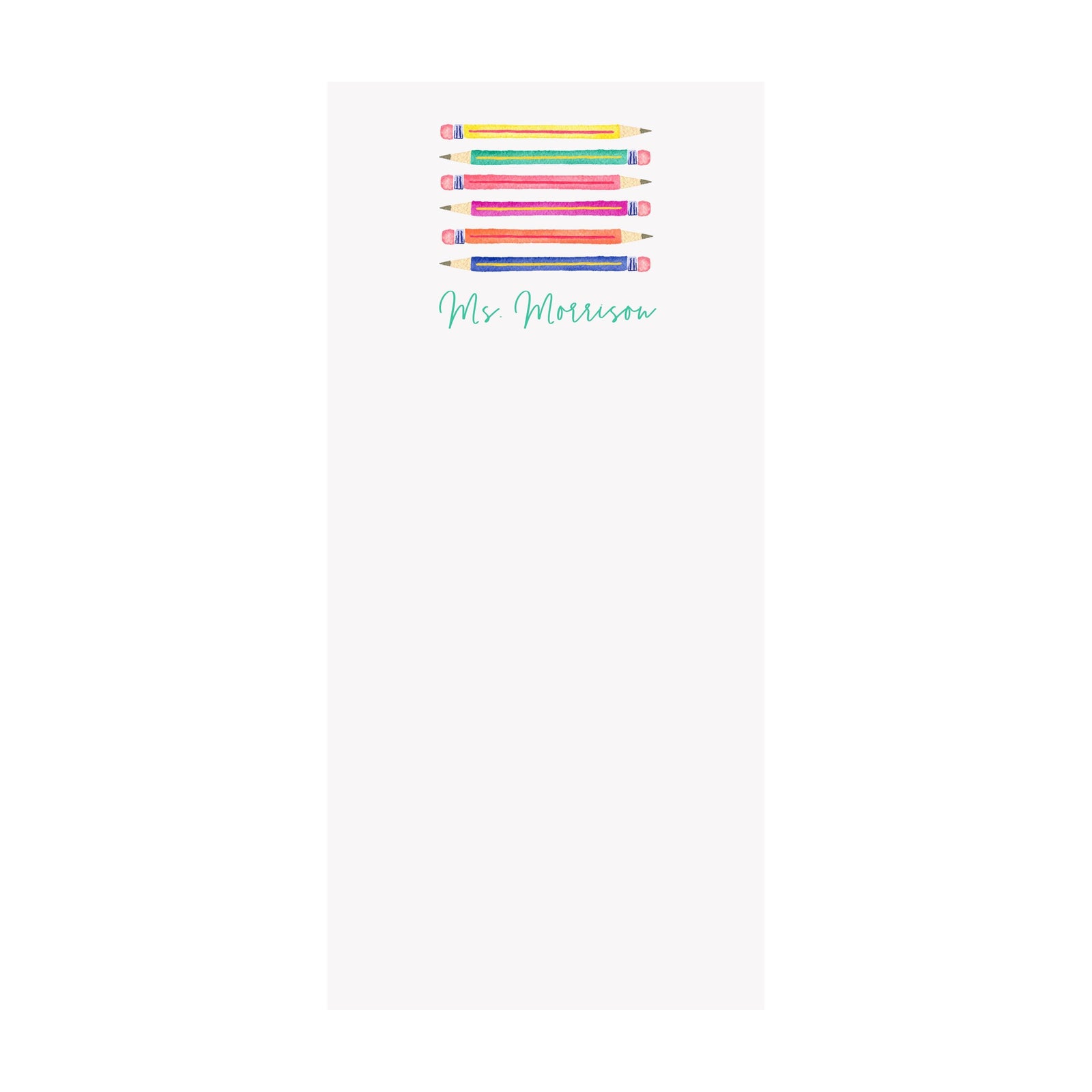 Rainbow Pencils Notepad- Personalized