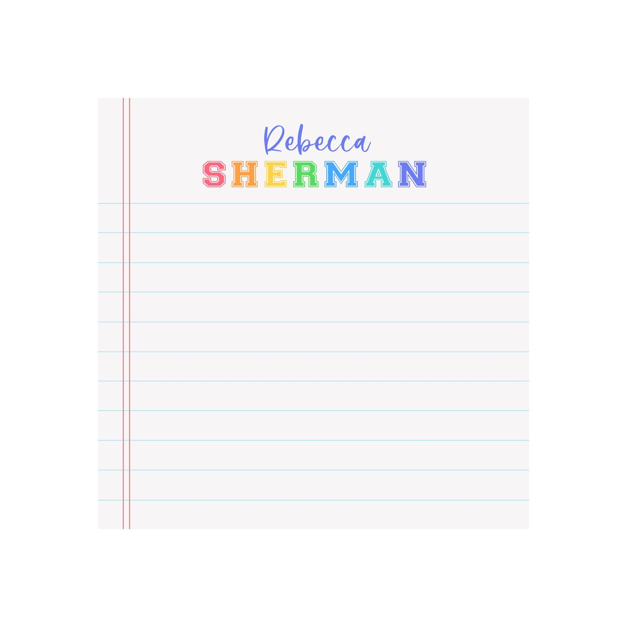 Primary Varsity Name Notepad- Personalized