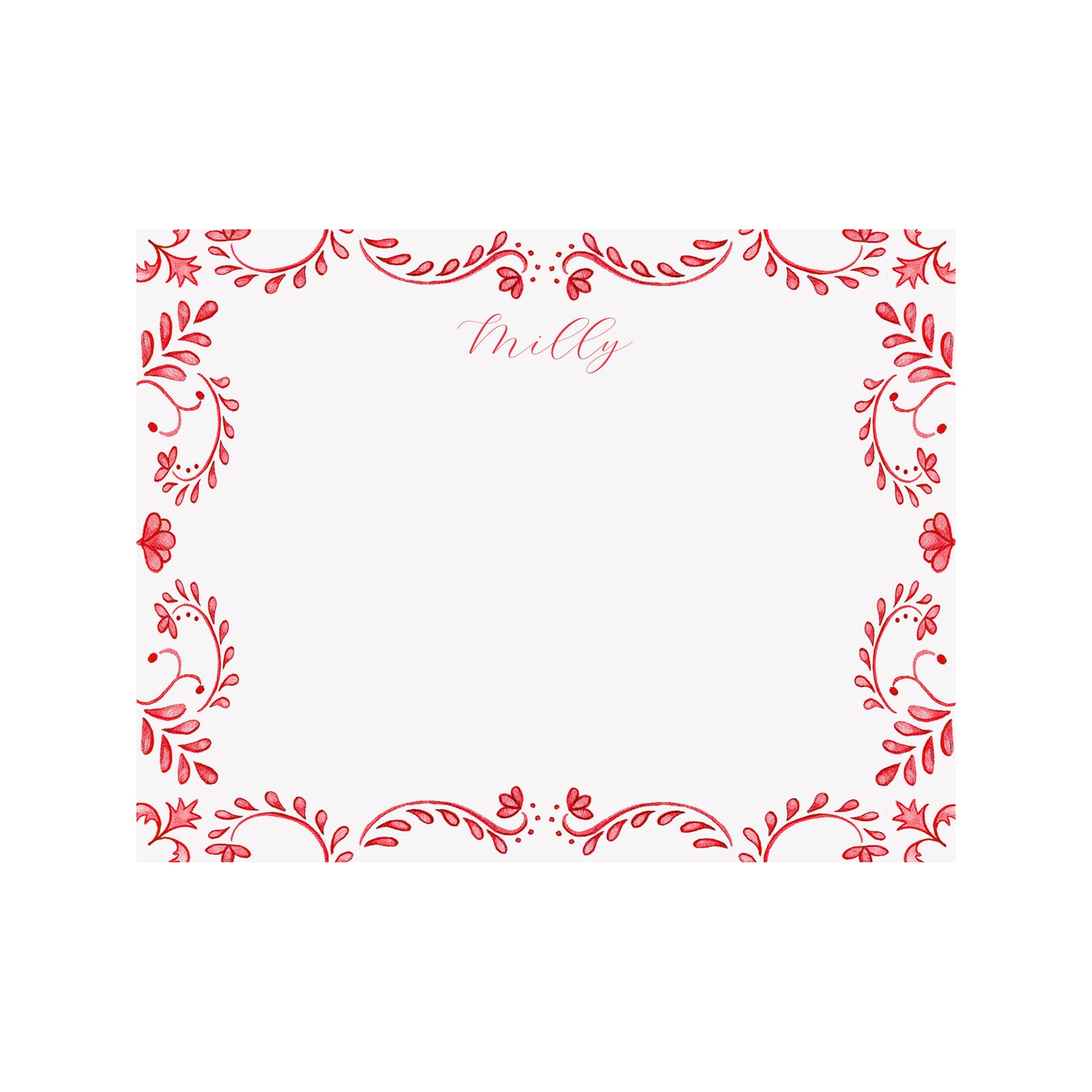 Chinoiserie Notepad- Personalized- Red