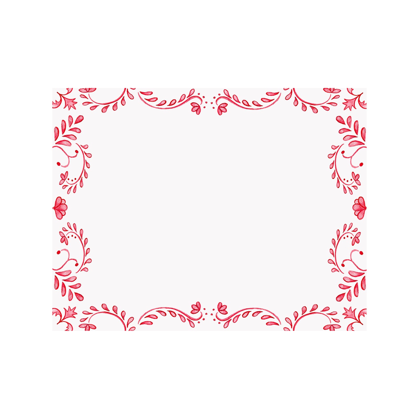 Chinoiserie Border Note Card- Red