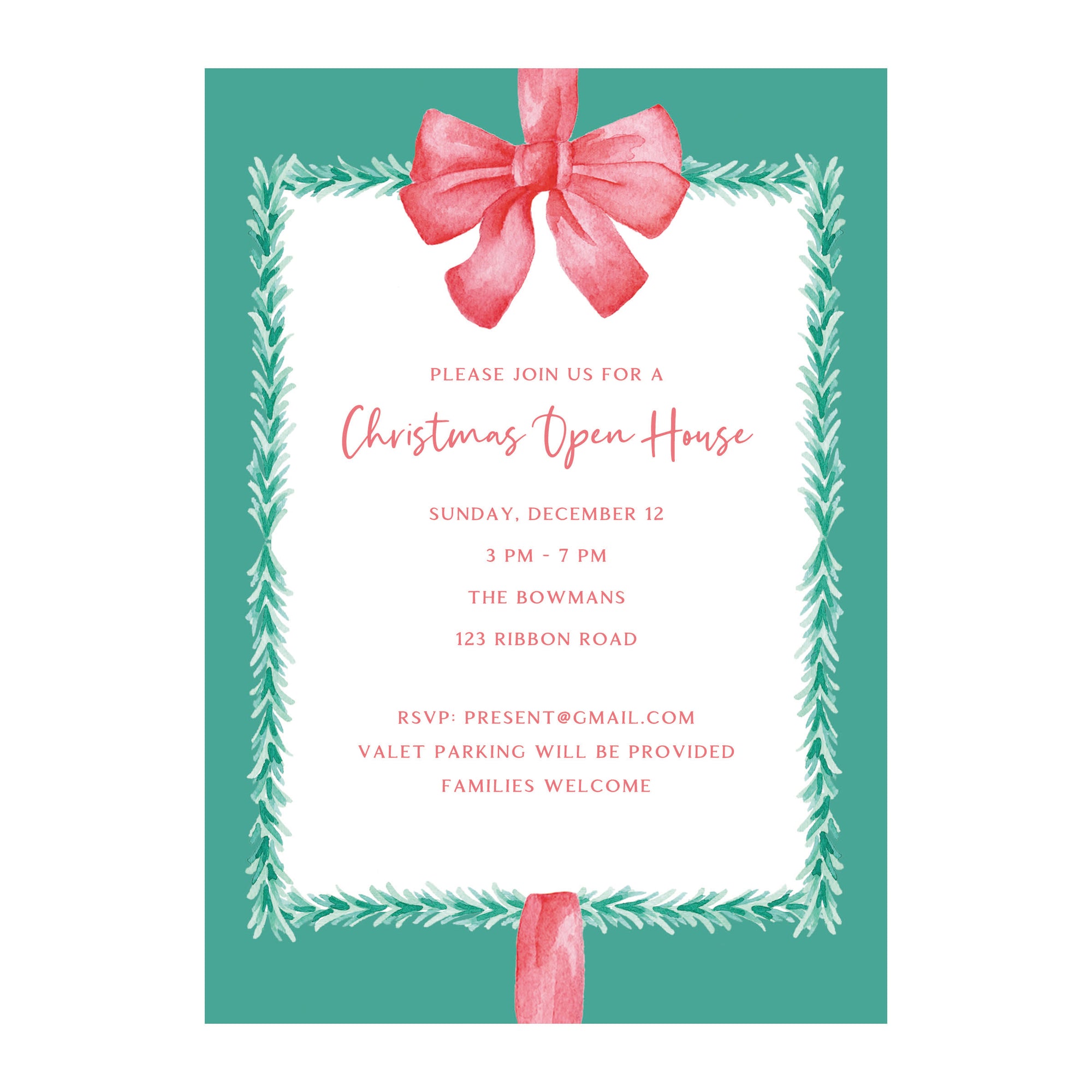 Ribbon Garland Holiday Party Invitation