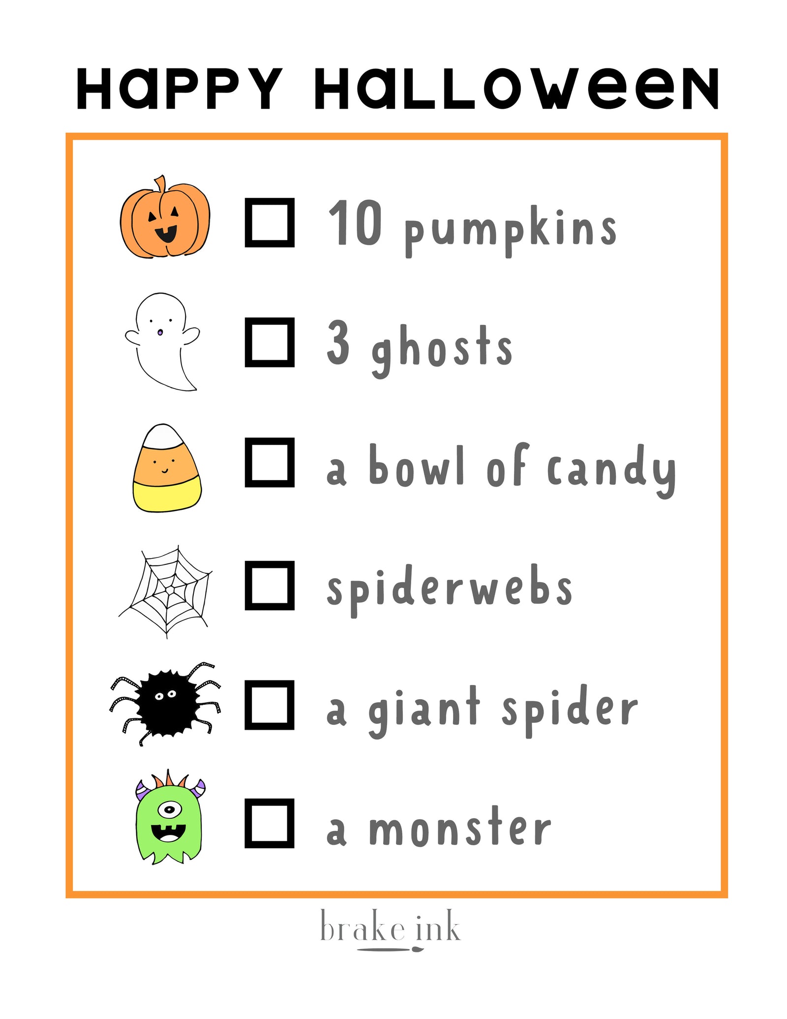 Halloween Scavenger Hunt Printable