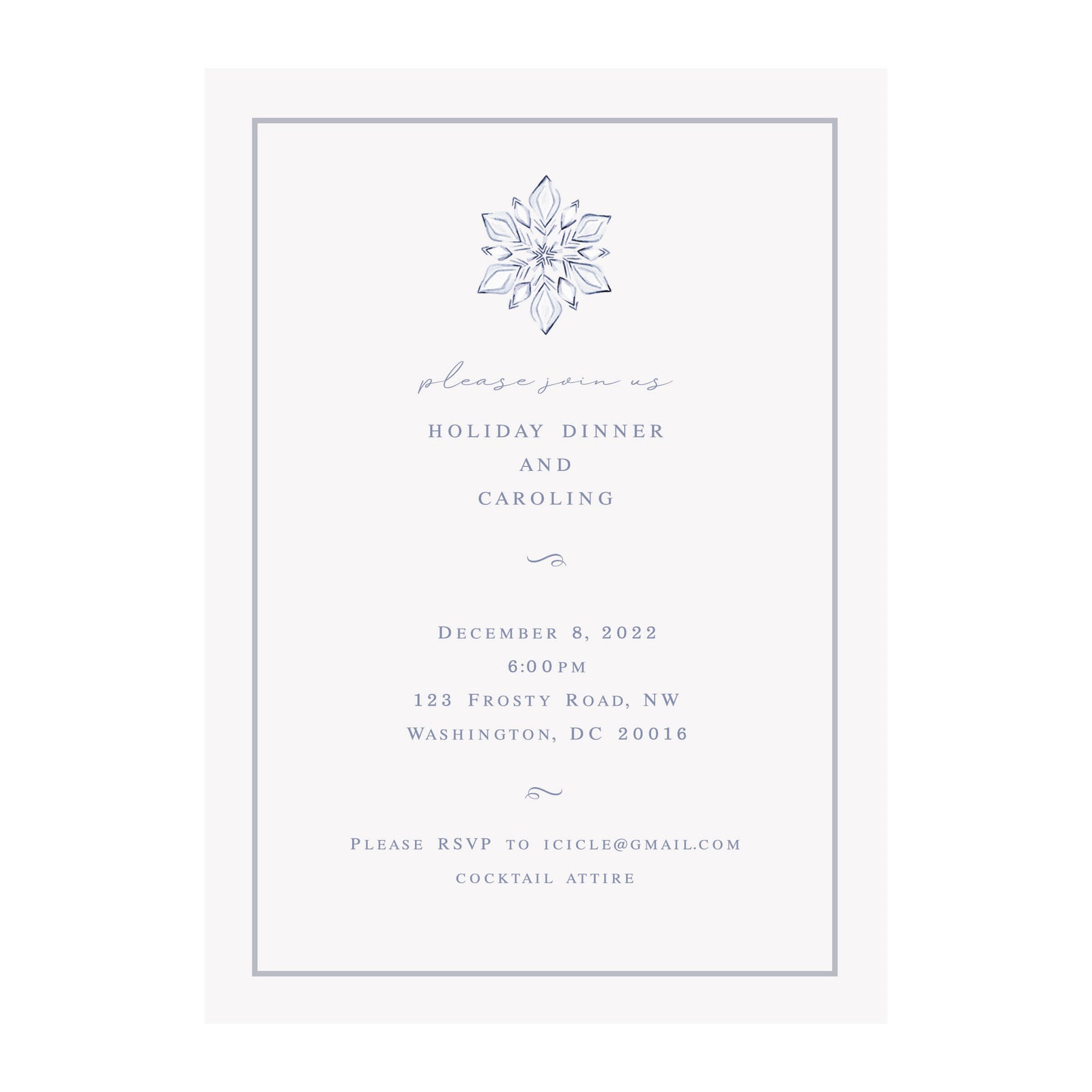 Snowflake Holiday Party Invitation