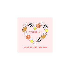 Sports Heart Valentine Gift Tags & Stickers