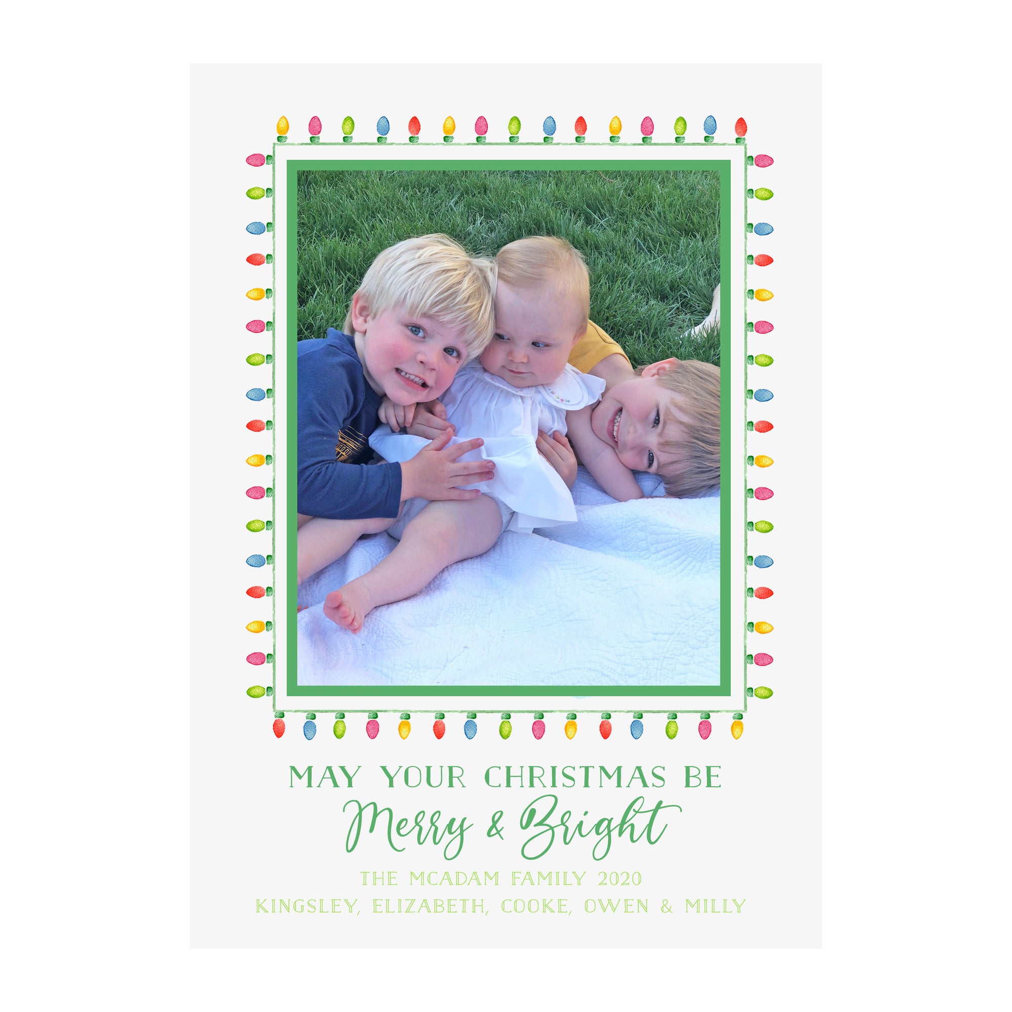 String Lights Merry & Bright Holiday Photo Cards