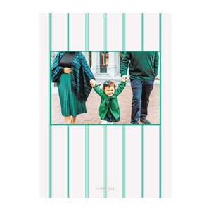 Striped Ribbon Holiday Photo Cards- Green