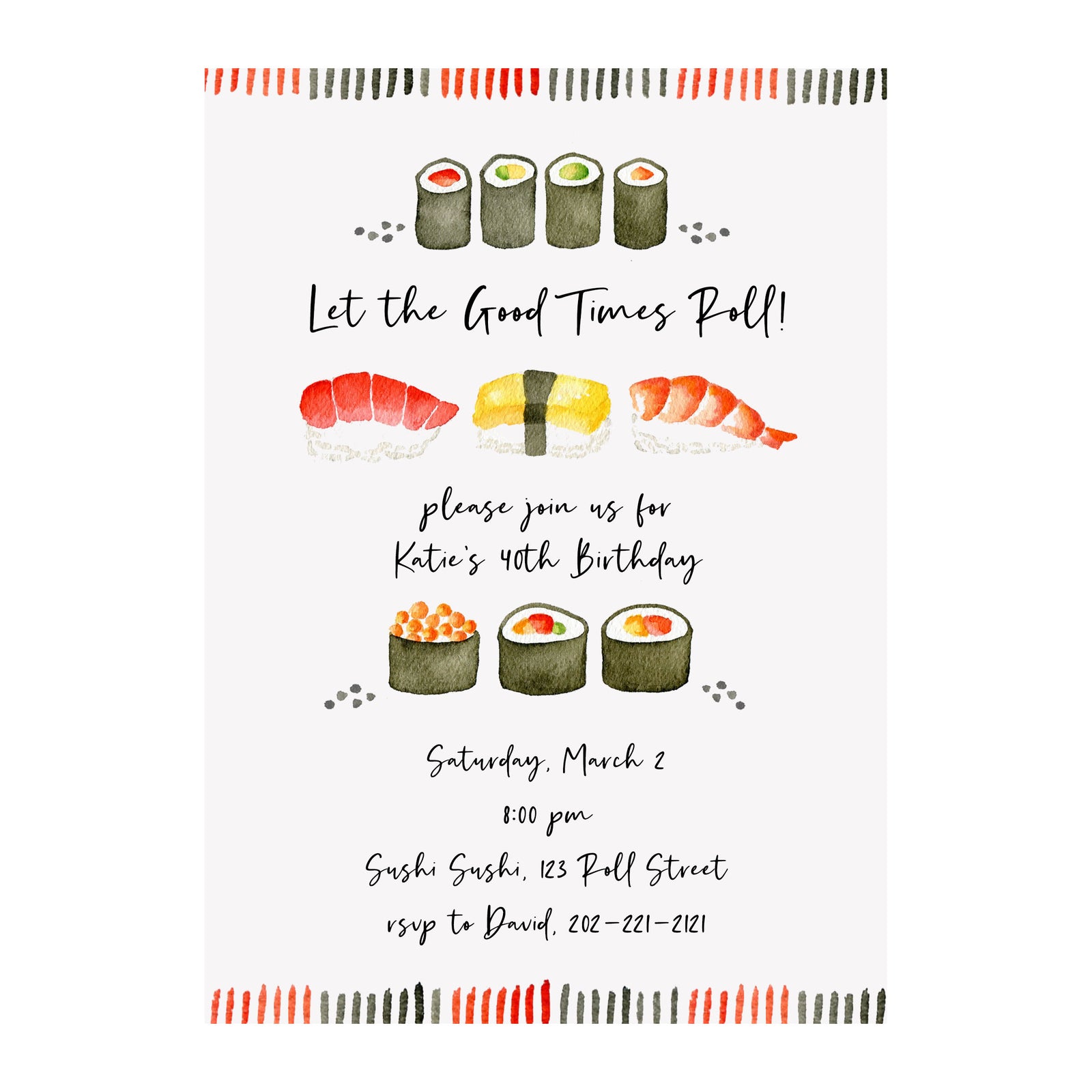 Sushi Party Invitation