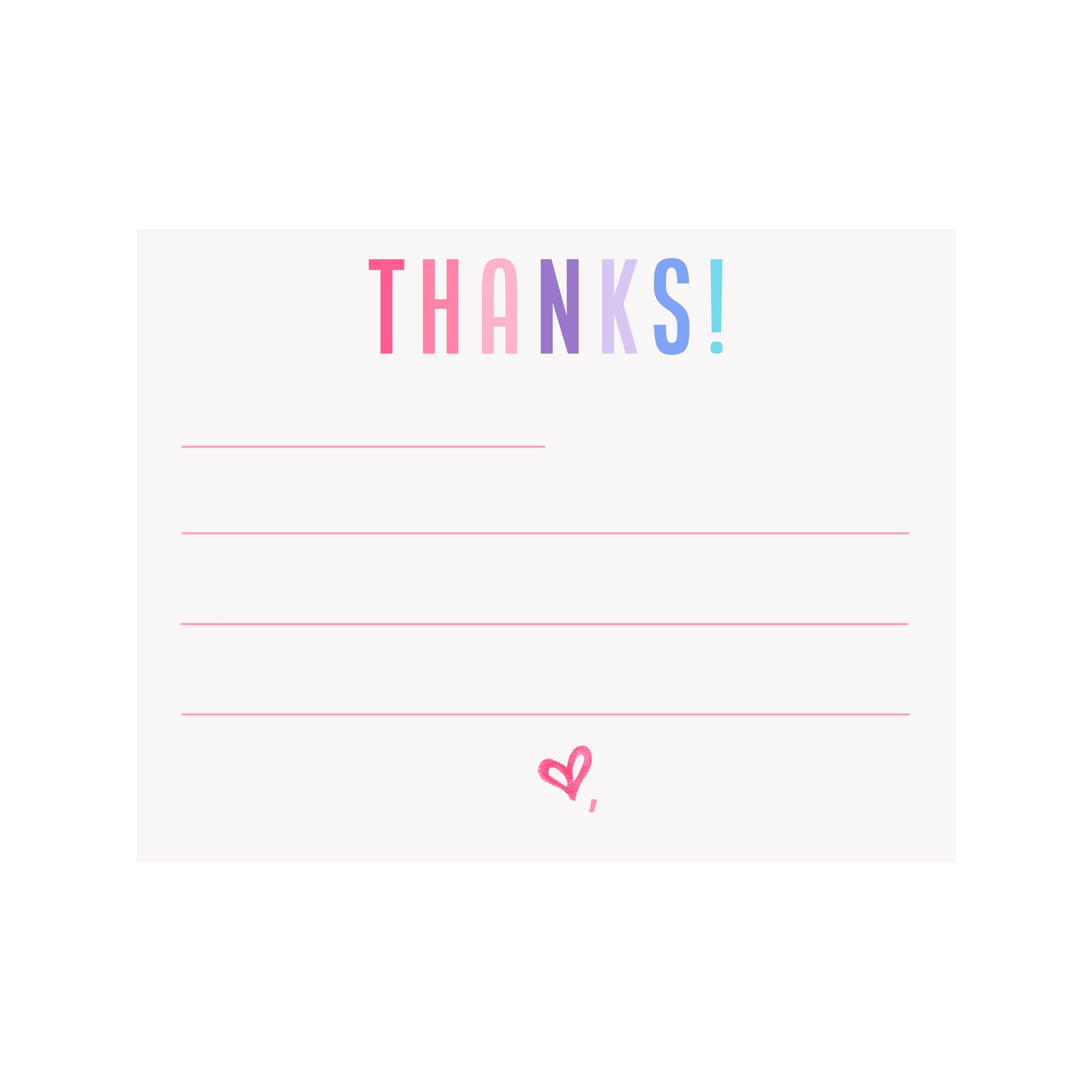 Pre-lined Notecards- THANKS! Pink/Purple