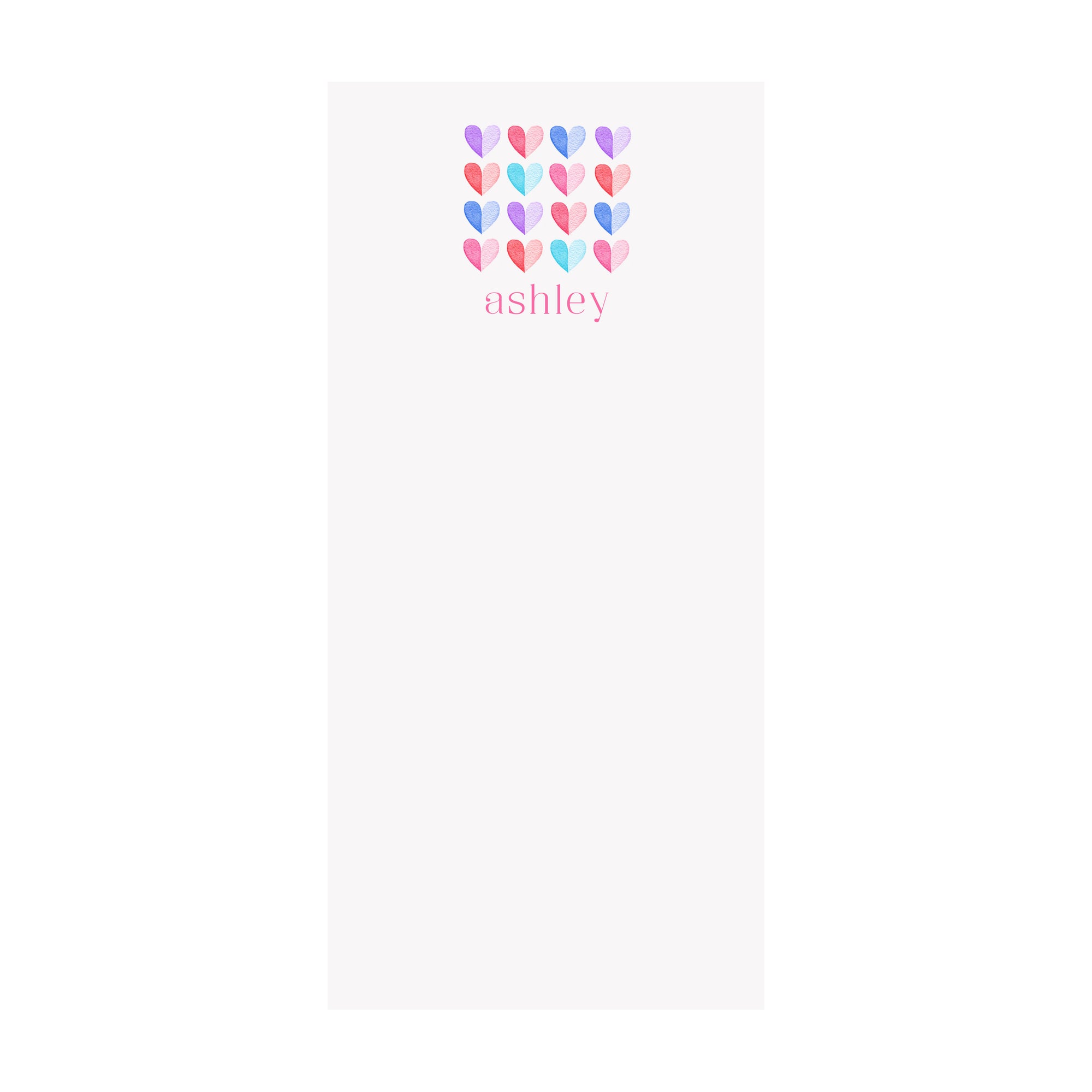 Two Tone Hearts Notepad- Personalized