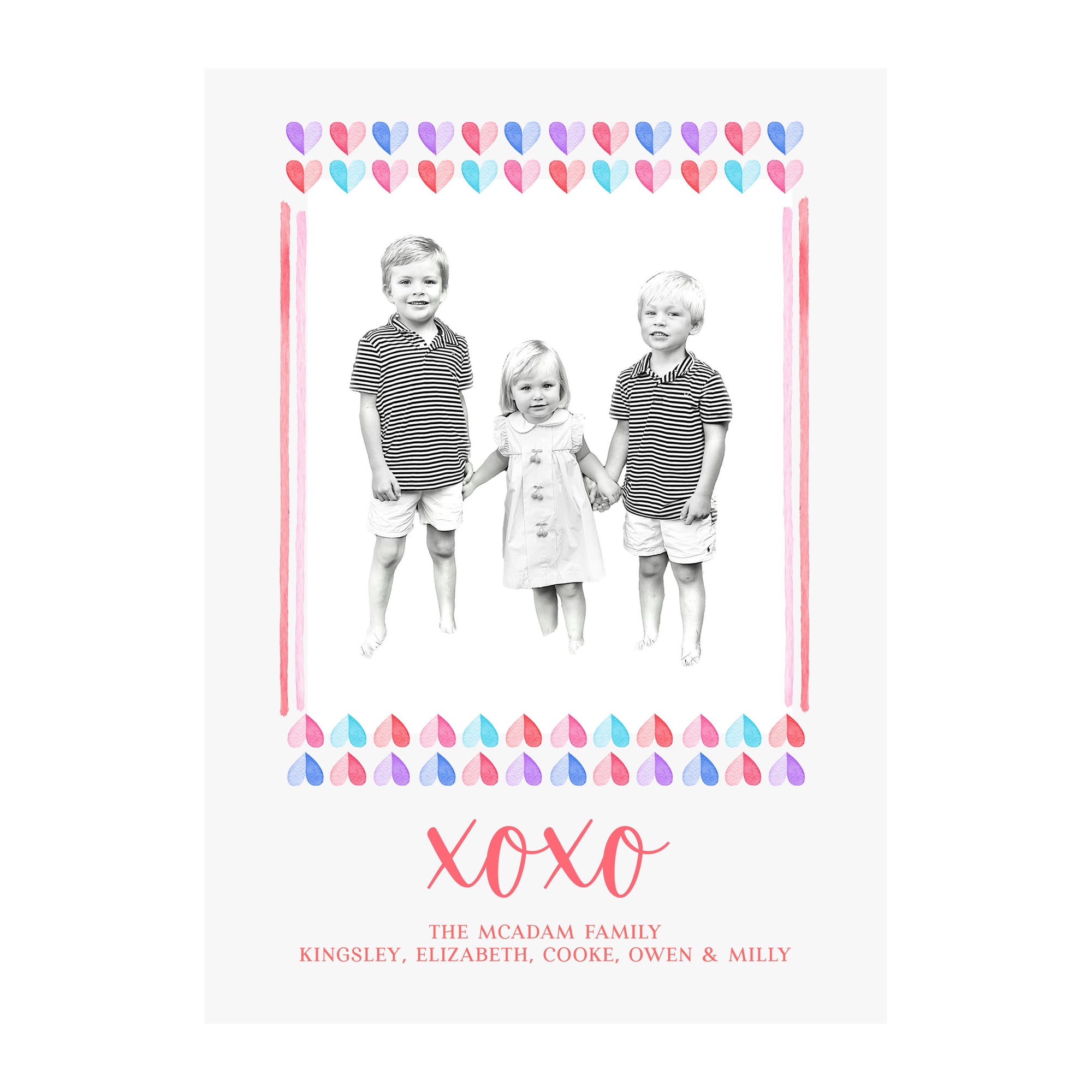 Two Tone Hearts Valentine's Day Photo Cards
