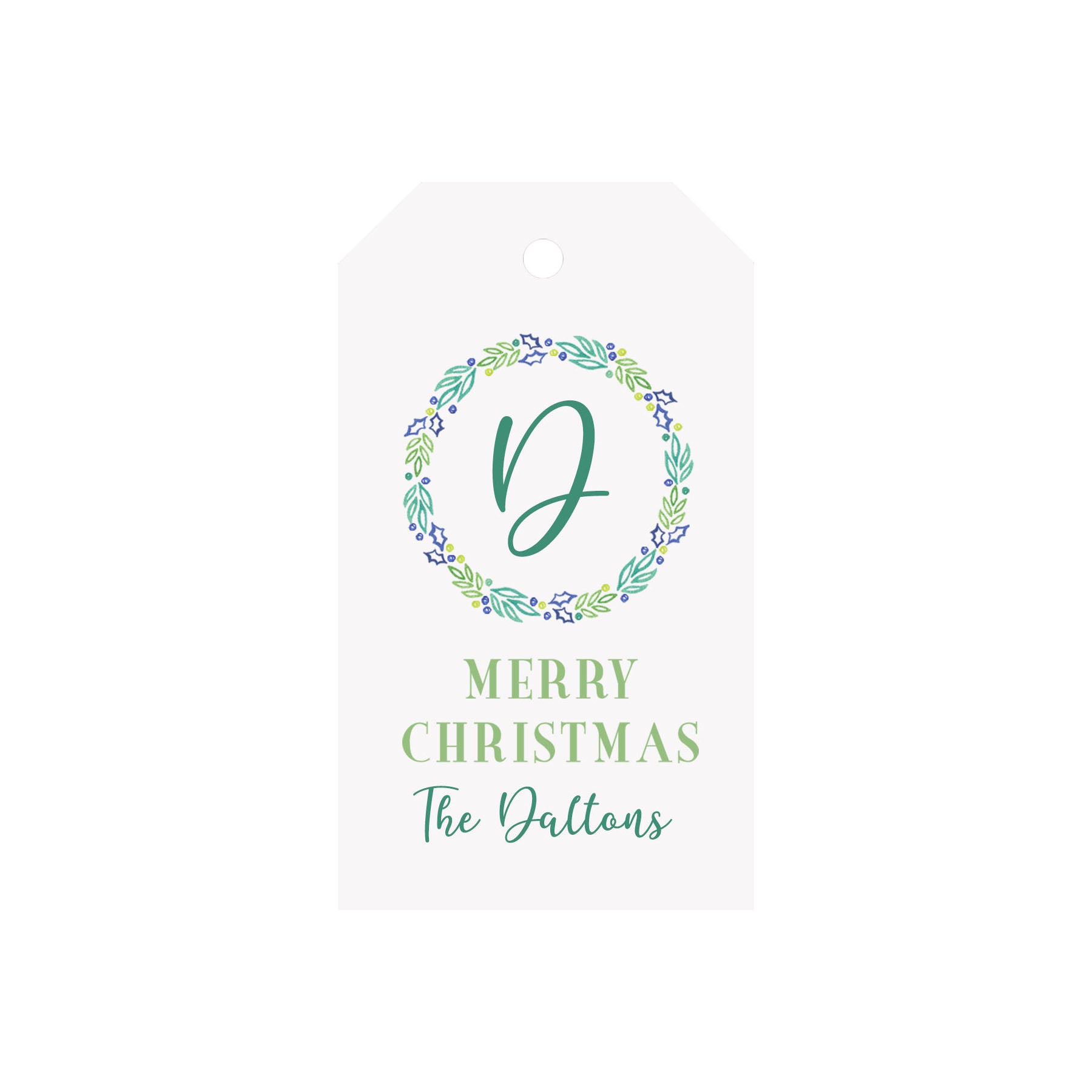 Holly Wreath Personalized Luggage Gift Tags