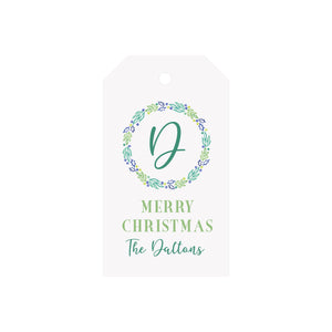 Holly Wreath Personalized Luggage Gift Tags