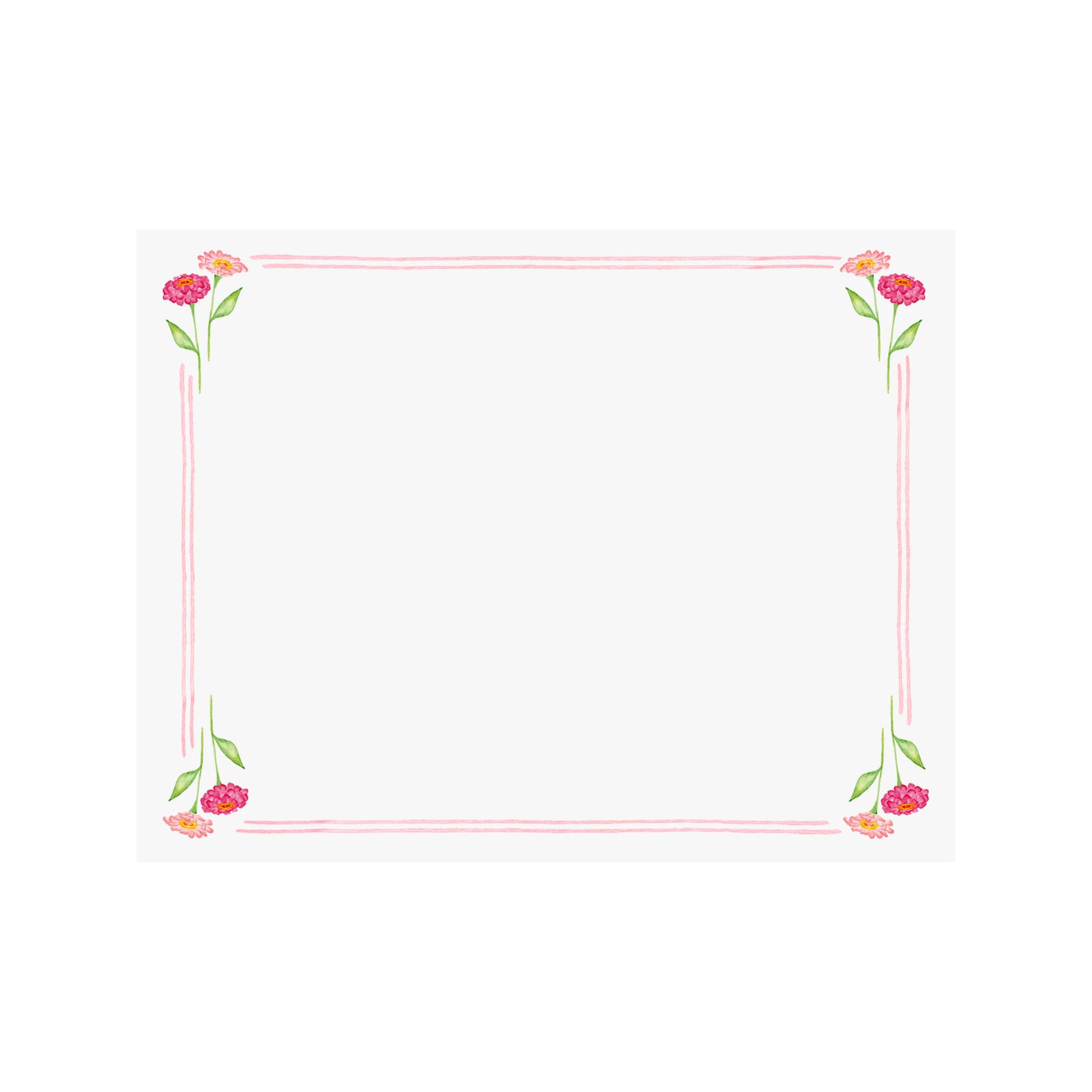 Zinnia Floral Border Note Card