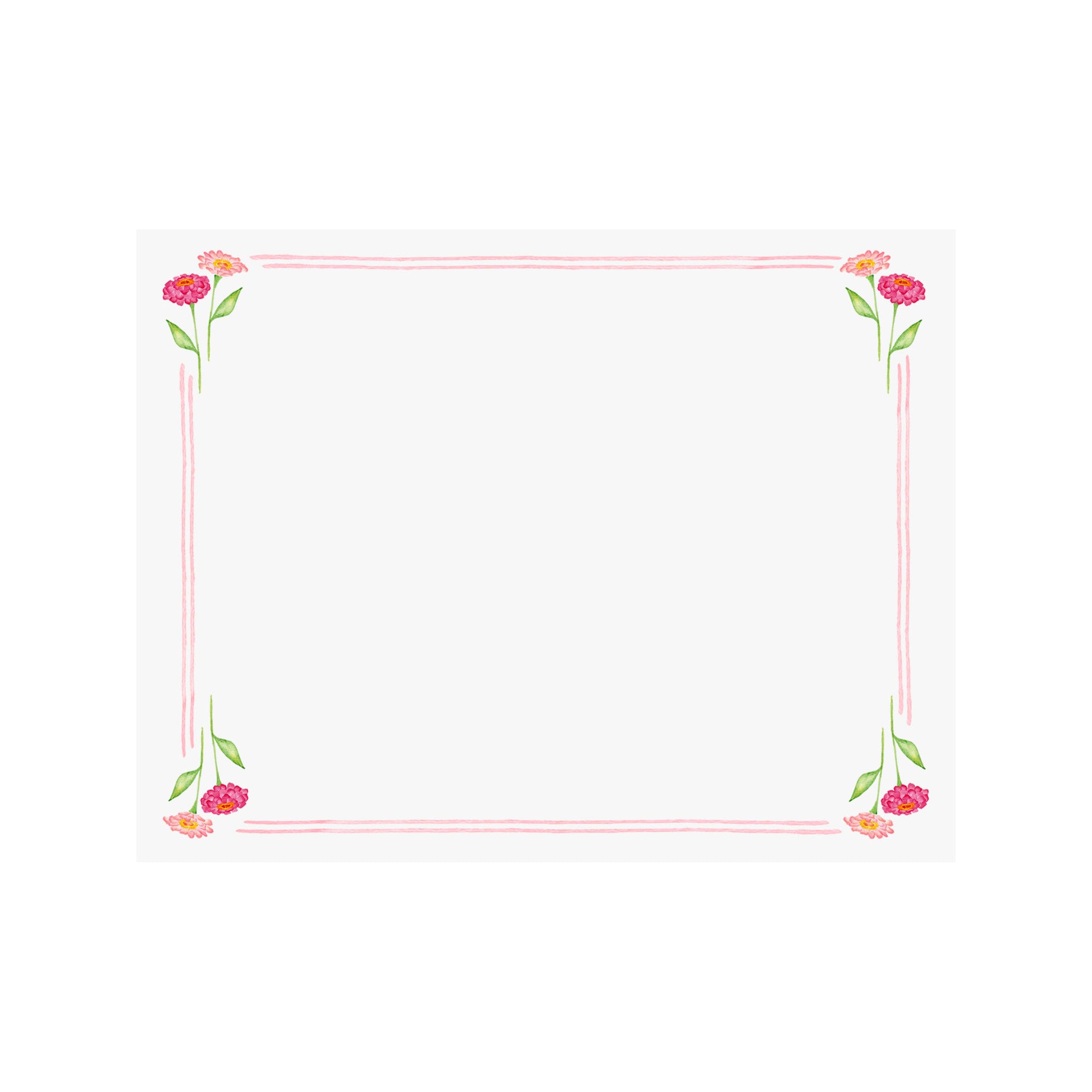 Zinnia Floral Border Note Card